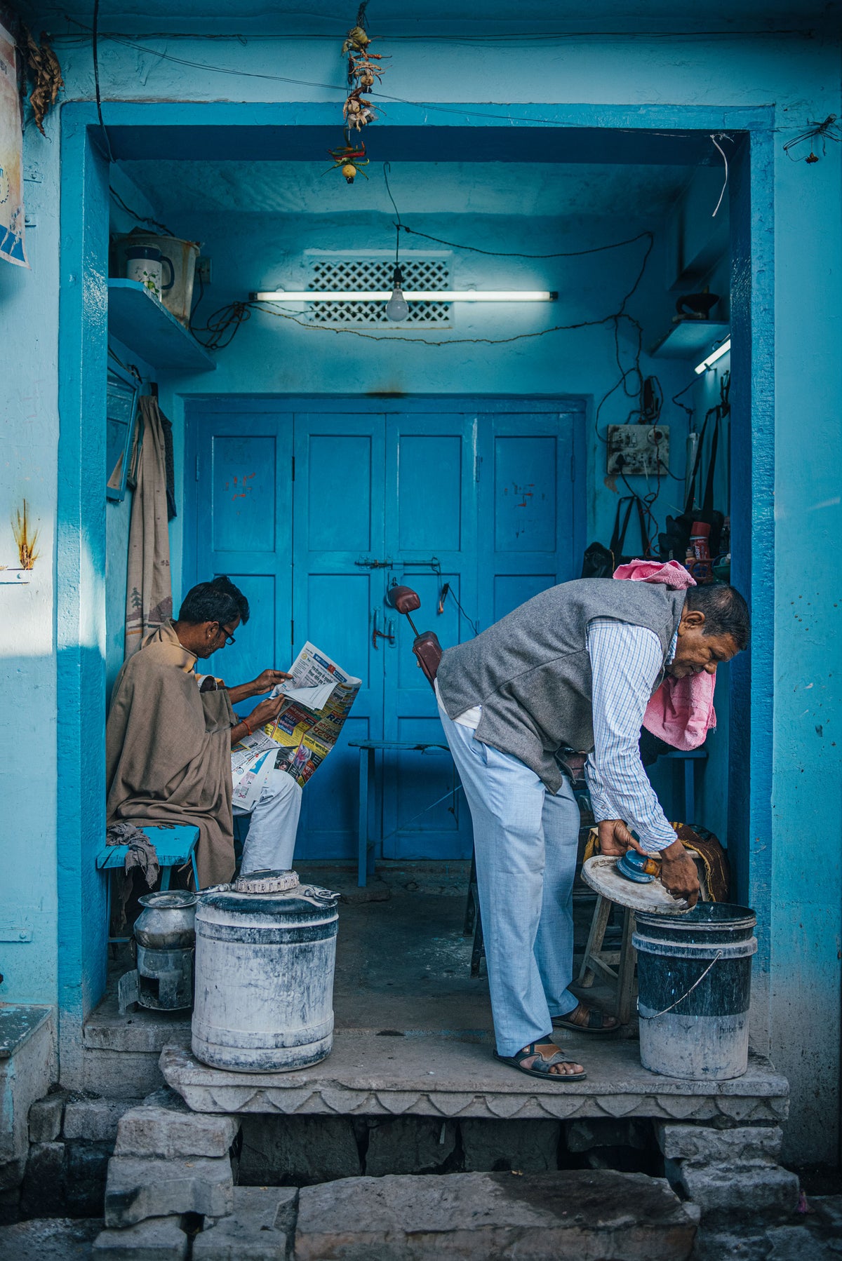 Der Barbier in Blau